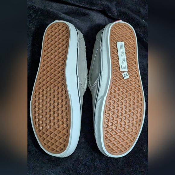 Vans Asher Faux Shearling Slip-On Suede Sneakers Women’s Size 5 Gray & White - Picture 7 of 16